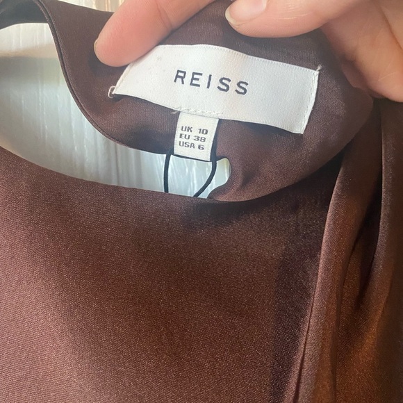 NWT Reiss Julietta brown satin midi dress size 4 - Picture 6 of 8